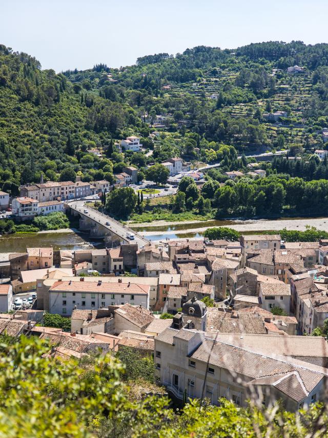 Vue sur les toits d’Anduze en été (Occitanie, France)