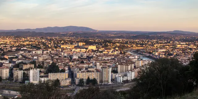 View on the city of Ales and its countryside from the heights of the city at sunset