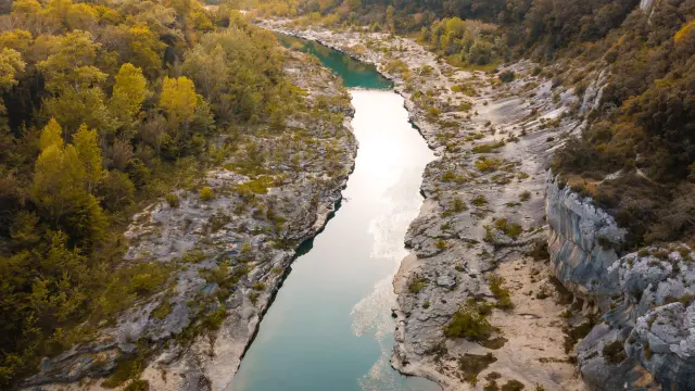 Gardon river through canyon in Provenve, France