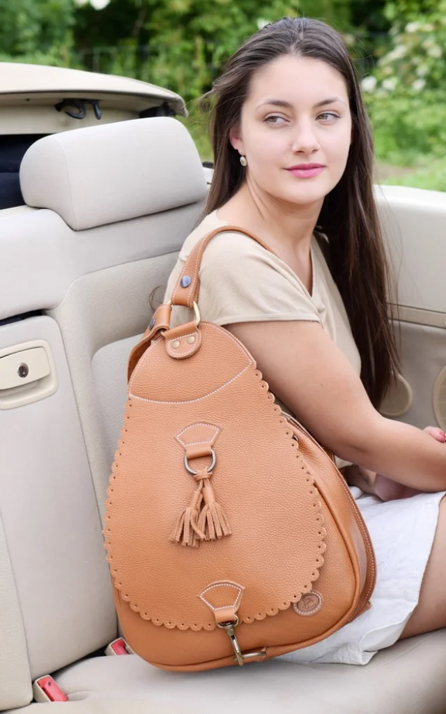 Sac A Dos Billy Cuir Marron Atelier Cuir Polaine Cevennes